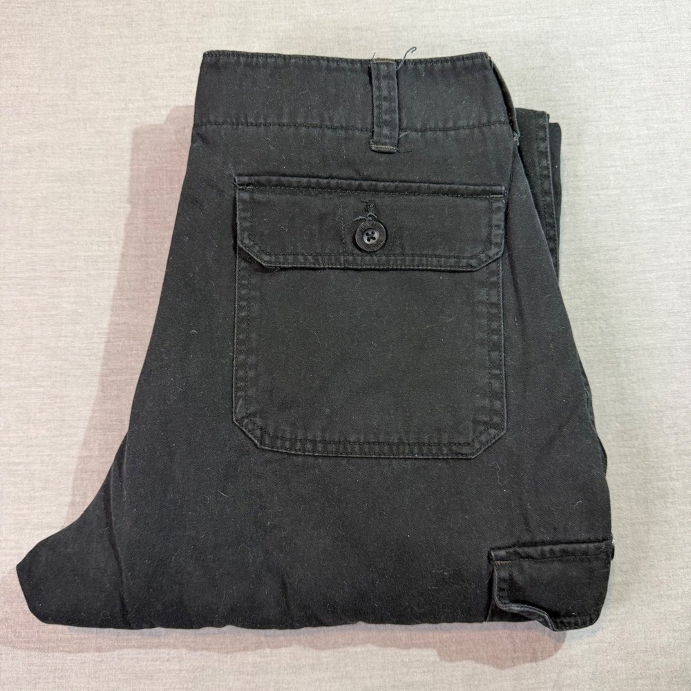 Realtree Cargo Pants Mens 32x30 Black Excellent Fleece Lined Camo Trim Pocket